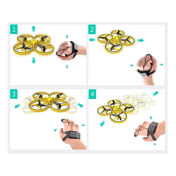 Cztery przeciwbieżne śmigła w dronie RC0573 w ruchu