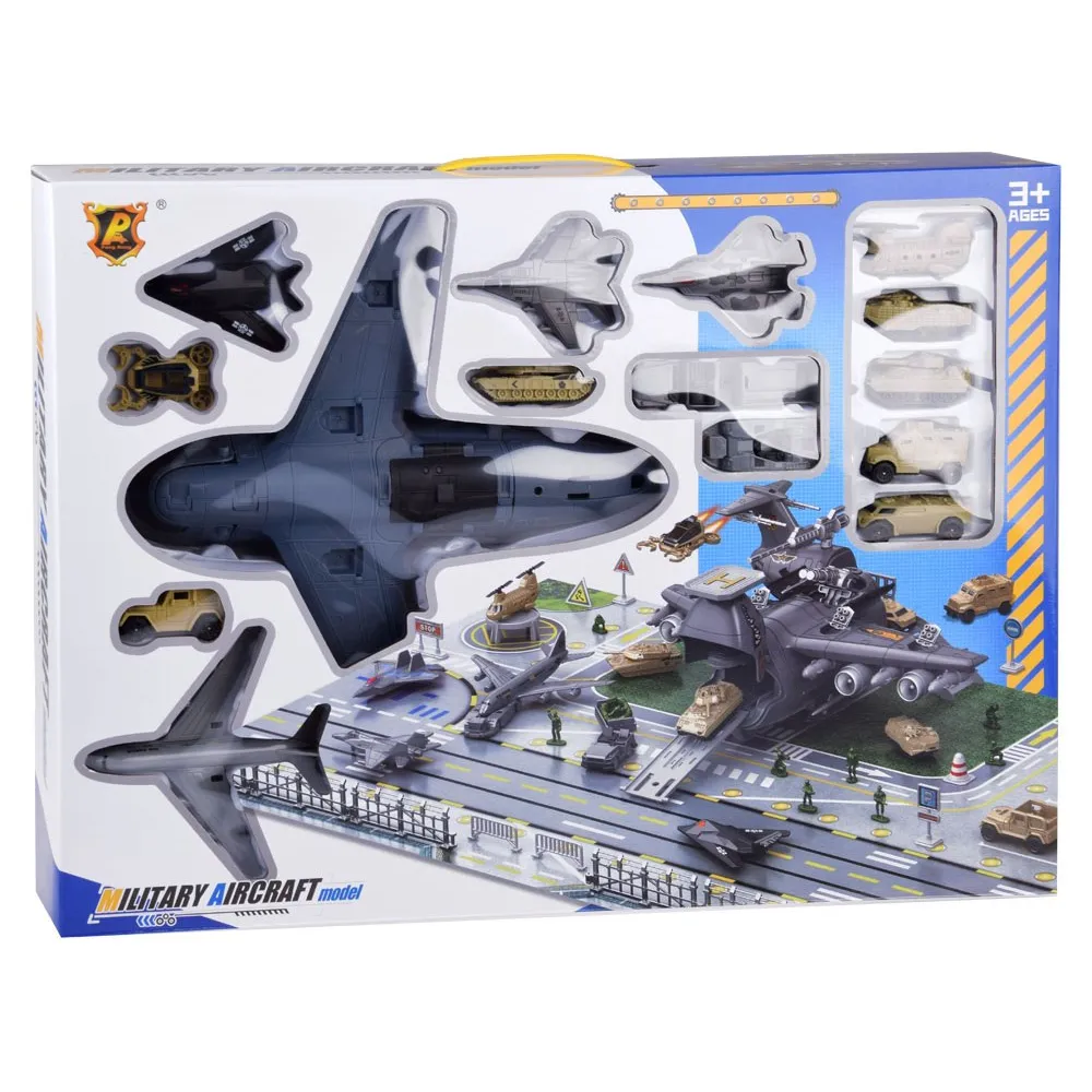 figurki żołnierzyków prowadzących akcję na lotnisku