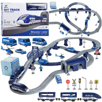 duża kolejka elektryczna tor policja 92ele na białym tle