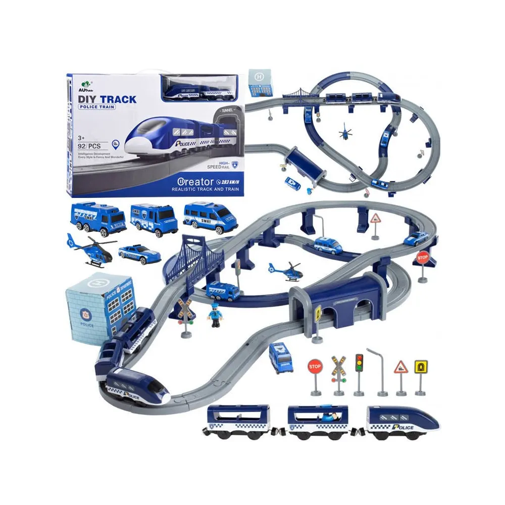 duża kolejka elektryczna tor policja 92ele na białym tle