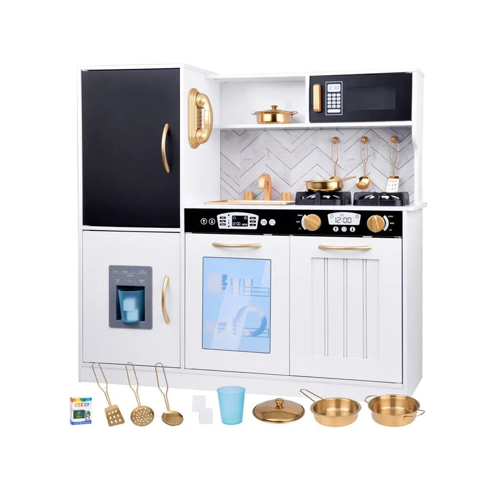 duża kuchnia drewniana dla dzieci w nowoczesnej białej kolorystyce