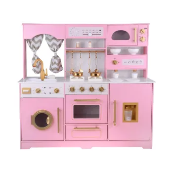 Duża kuchnia drewniana interaktywna glamour złote dodatki ekspres ZA5933