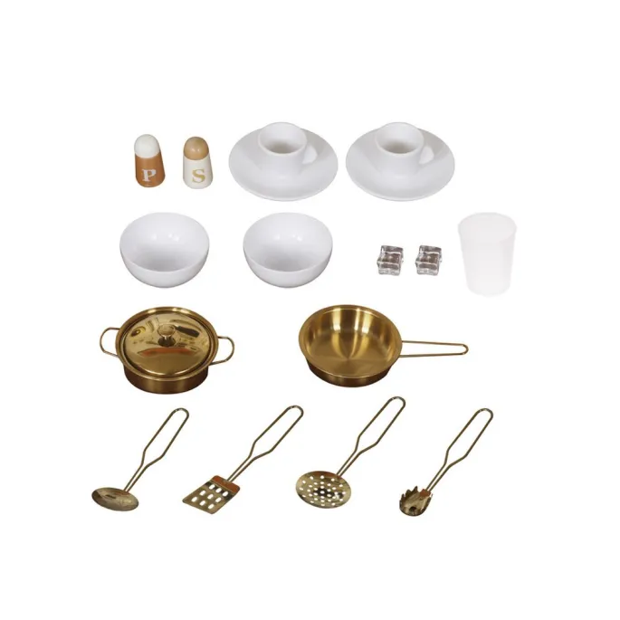 Detal drzwi pralki i dozownika wody w kuchni drewnianej