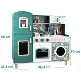 zestaw kuchenny z podświetlanymi palnikami i czarną tablicą do rysowania