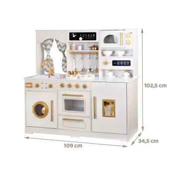 akcesoria kuchenne rozłożone wokół kuchni glamour