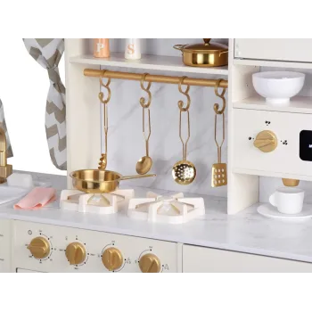 widok kuchni z efektami świetlnymi na palnikach