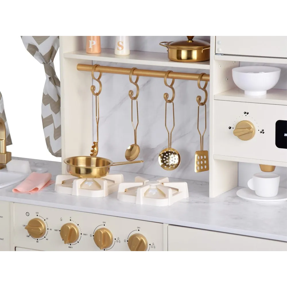 widok kuchni z efektami świetlnymi na palnikach