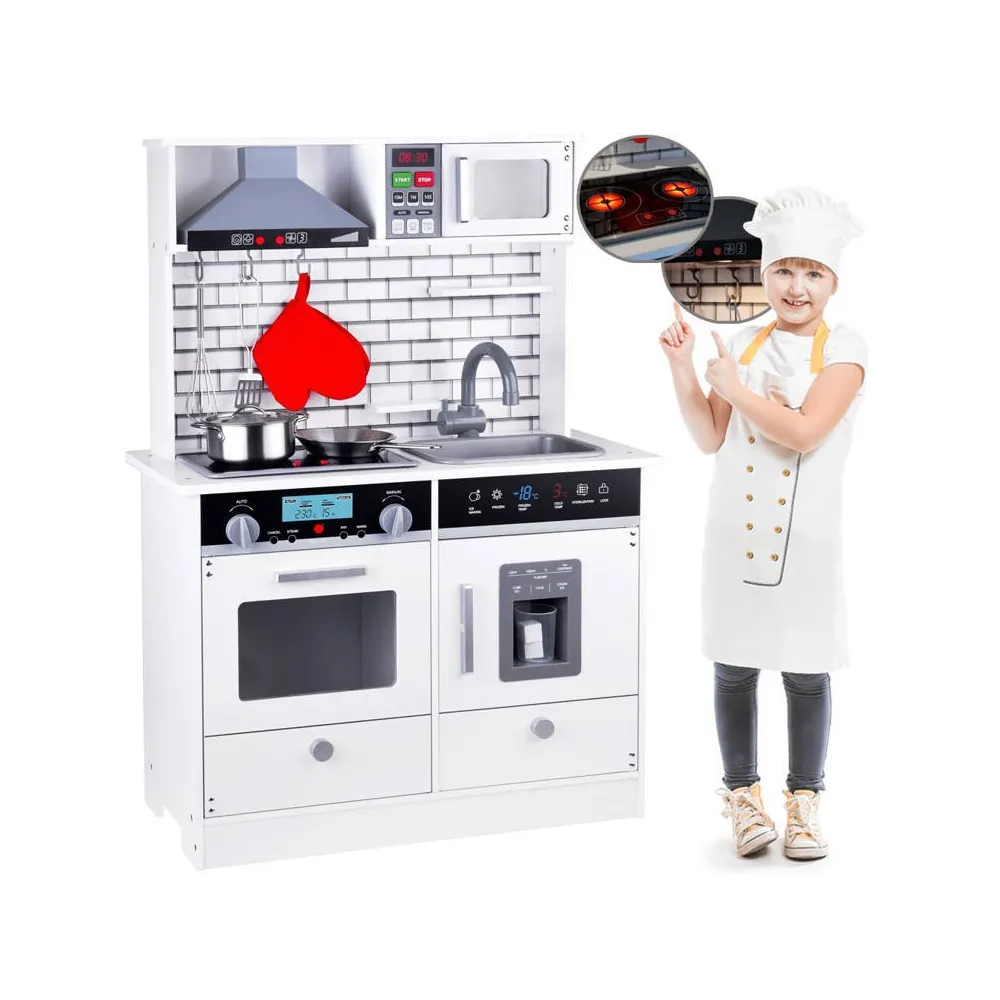 duża kuchnia drewniana w stylu skandynawskim widok ogólny