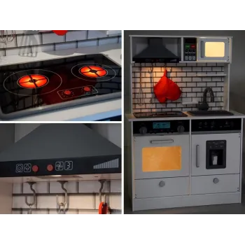 detal akcesoriów: garnek z pokrywką, patelnia i łopatka przy kuchni