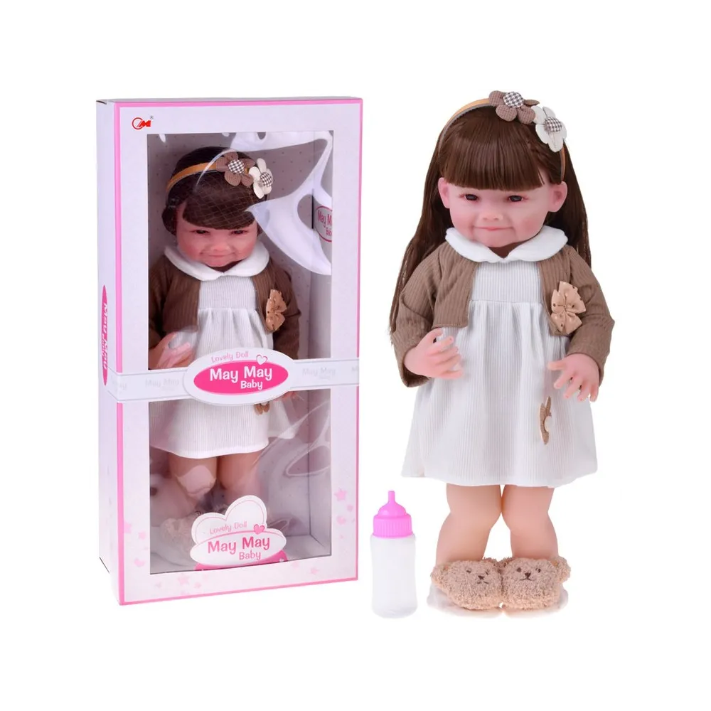 duża lalka dziewczynka 55 cm z miękkim tułowiem i brązowymi włosami