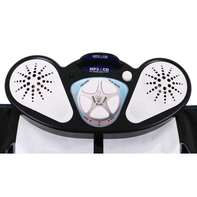 Dziecko grające stopami na dużej macie muzycznej w formie keyboardu