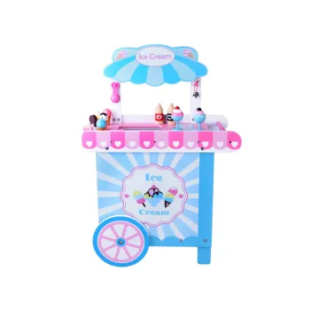 Pastelowa budka z dwoma dużymi kółkami do łatwego transportu