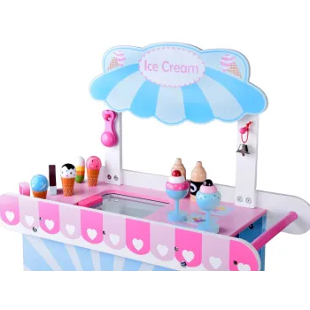 Drewniana lodziarnia z dzwoneczkiem i miejscem na akcesoria