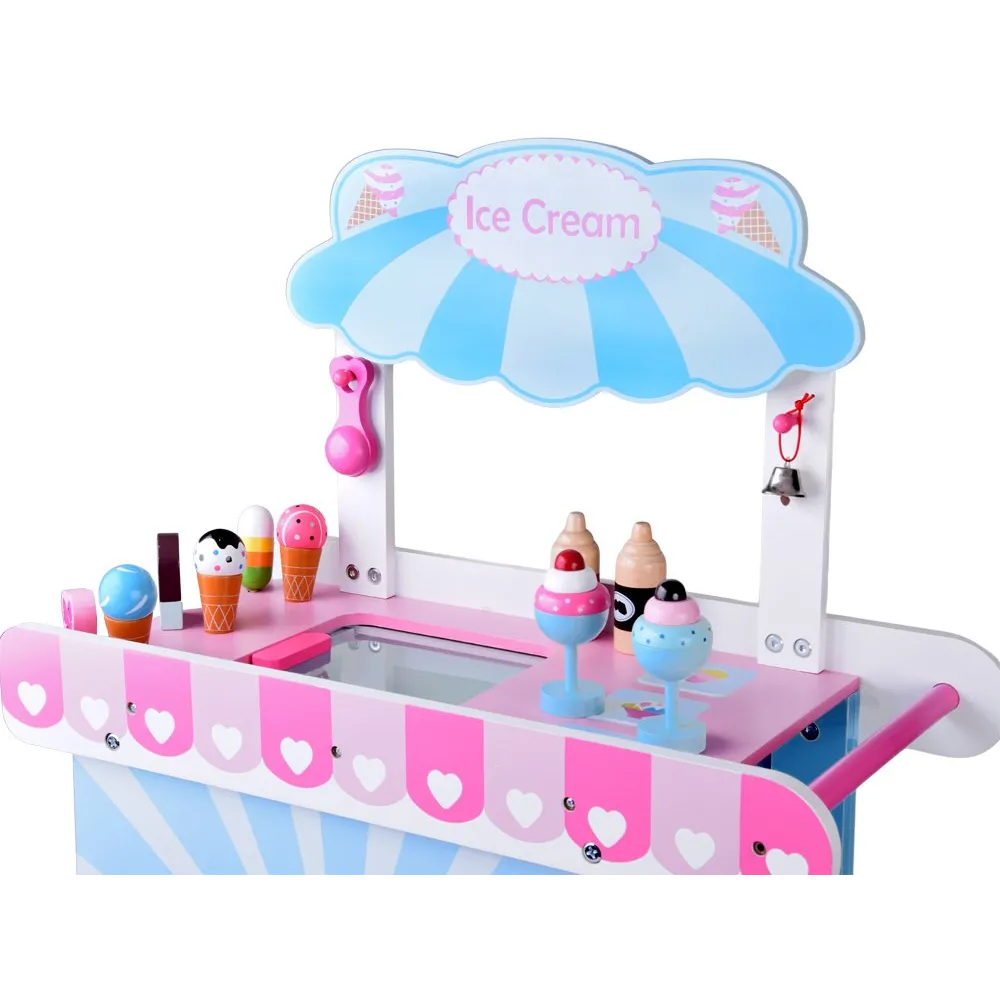 Drewniana lodziarnia z dzwoneczkiem i miejscem na akcesoria