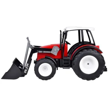 czerwony traktor z ruchomym ramieniem podczas zabawy