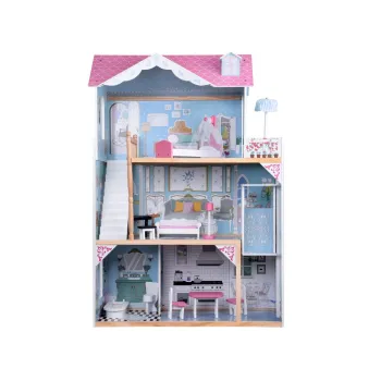 widok z boku na dwie kondygnacje domku z dużymi oknami