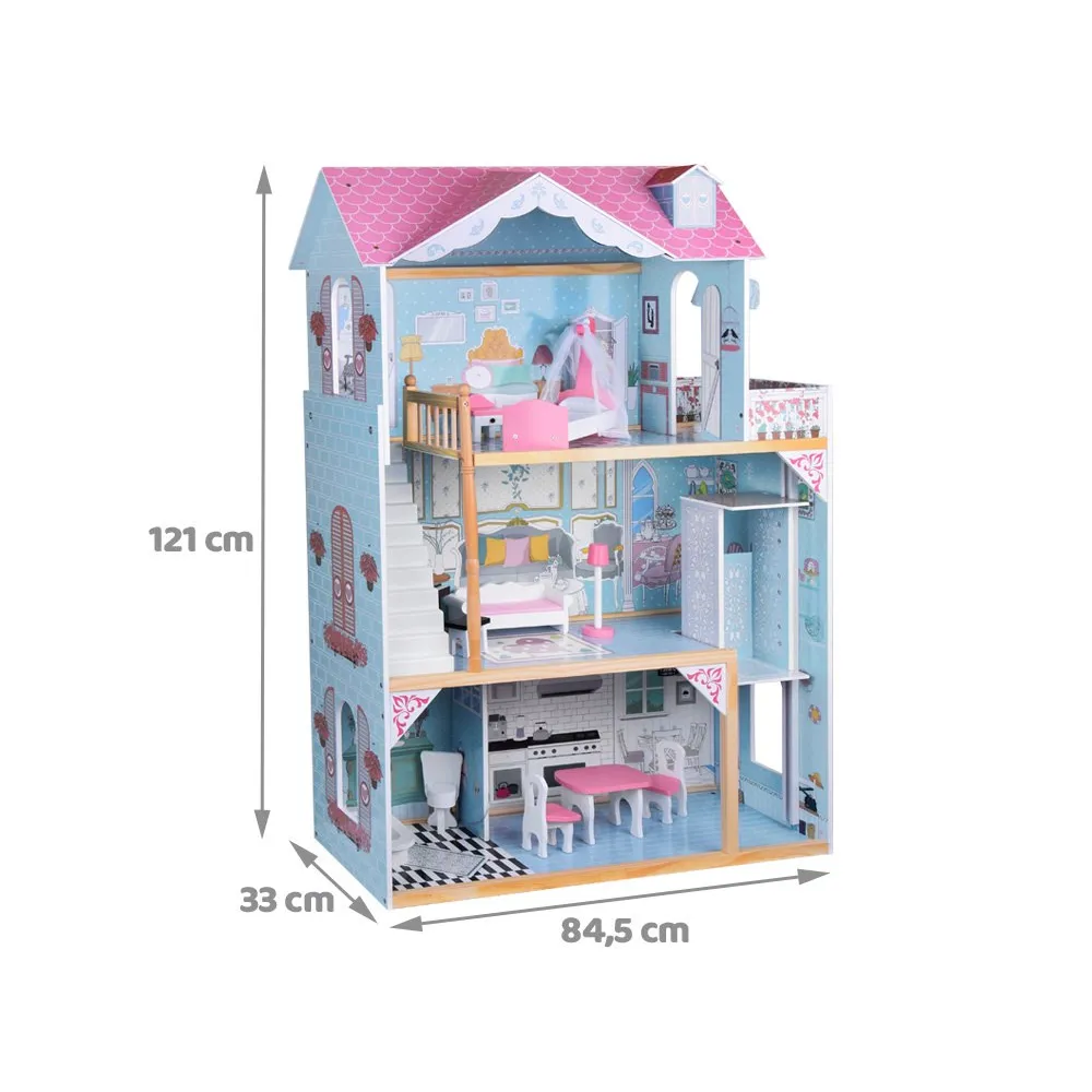 ruchoma winda w domku dla lalek pomiędzy piętrami