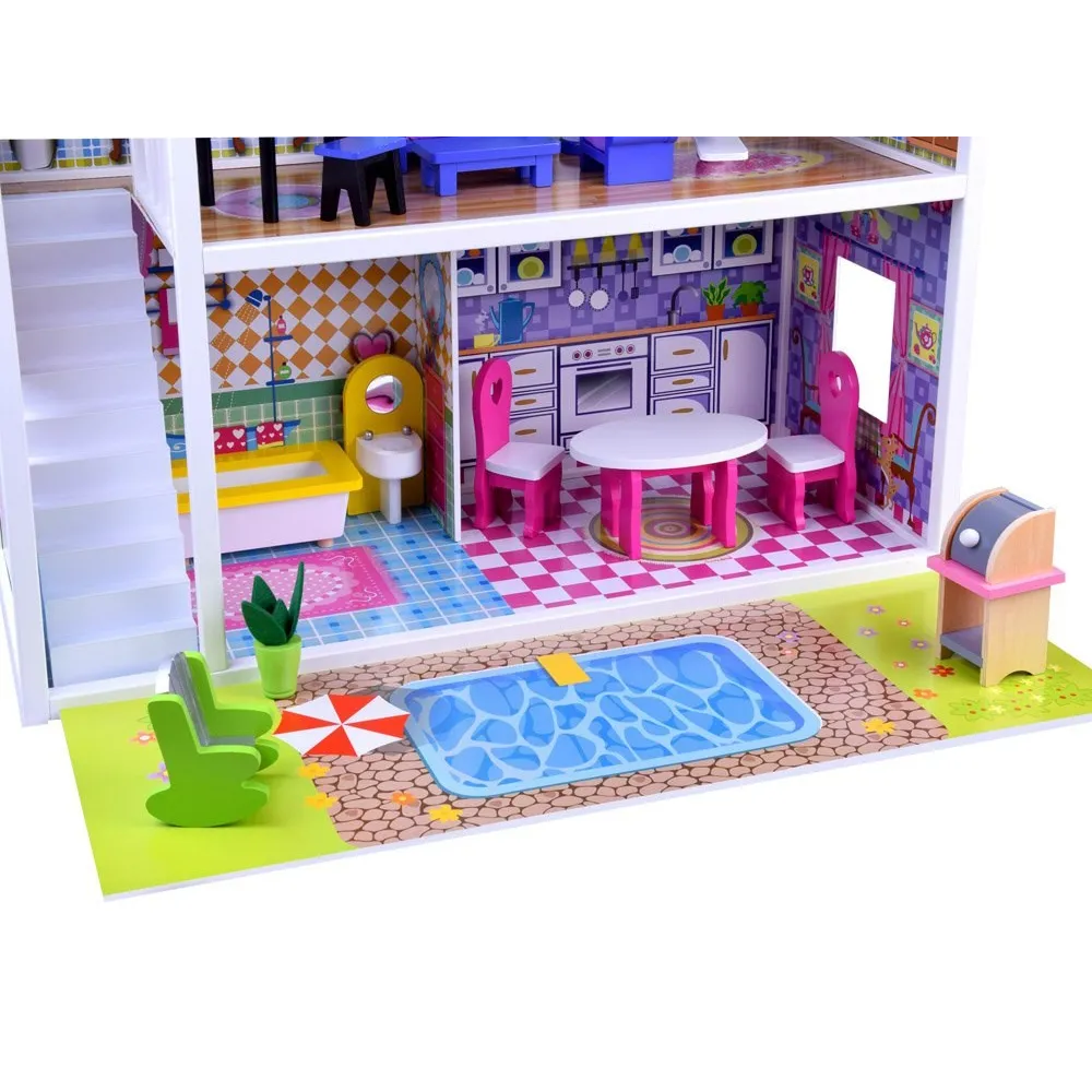 oświetlenie LED zamontowane w środku domku dla lalek