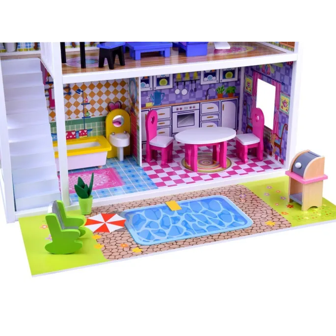 oświetlenie LED zamontowane w środku domku dla lalek