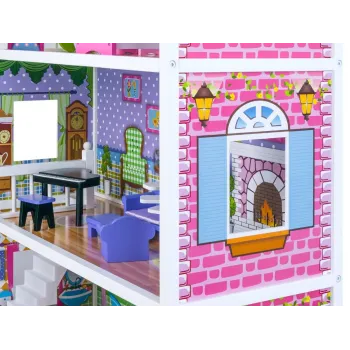 kuchnia z jadalnią oraz meblami w domku dla lalek