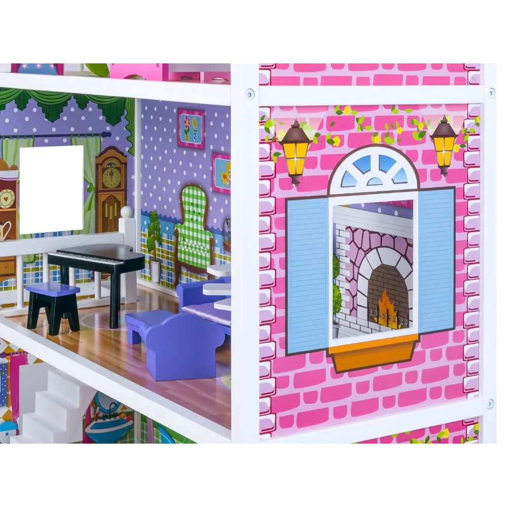 kuchnia z jadalnią oraz meblami w domku dla lalek