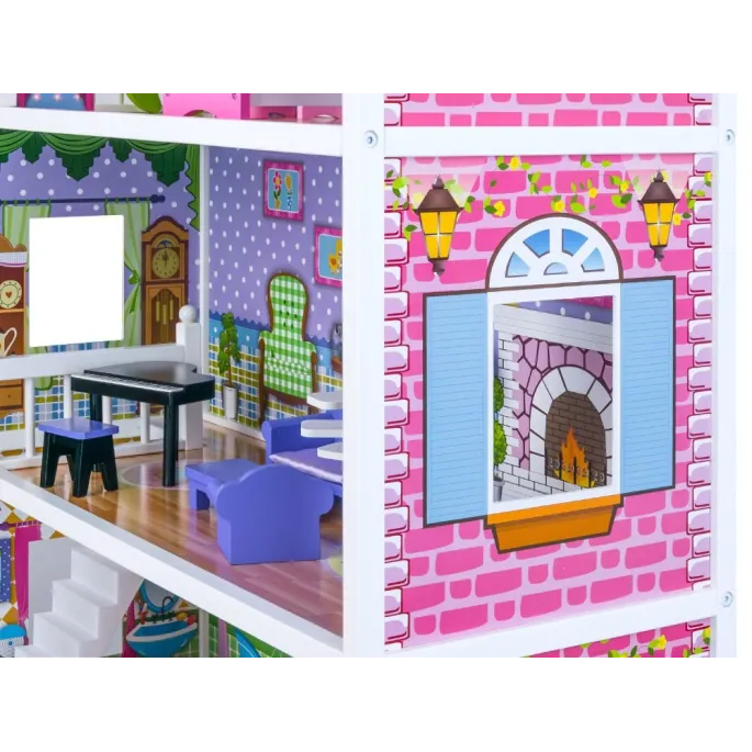 kuchnia z jadalnią oraz meblami w domku dla lalek