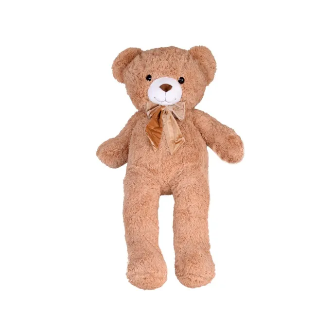 zbliżenie na twarz misia pluszowego benka z czarnymi oczami