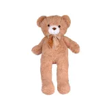 zbliżenie na twarz misia pluszowego benka z czarnymi oczami