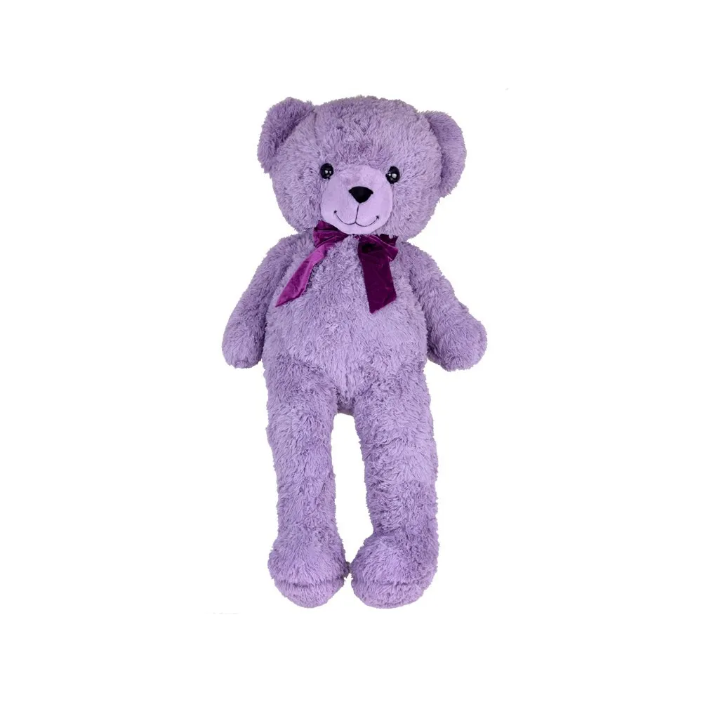 zbliżenie na uśmiechniętą buzię misia benia z plastikowymi oczami