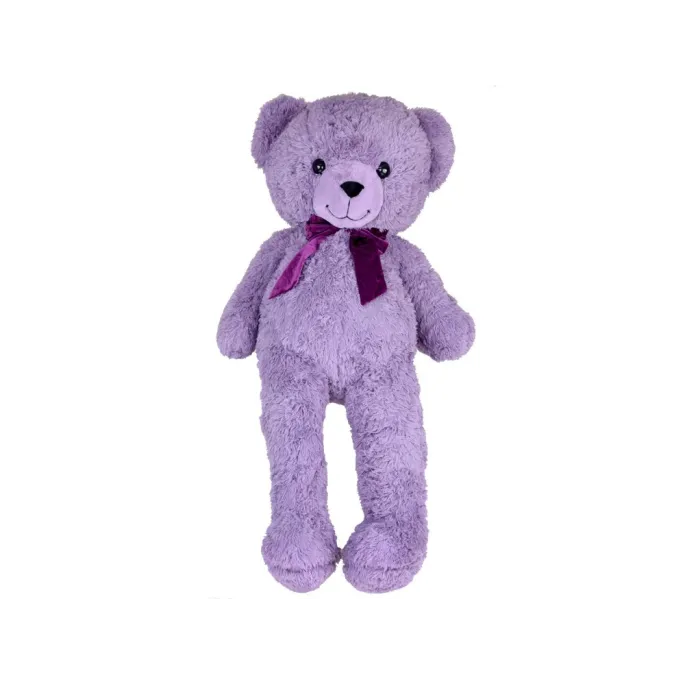 zbliżenie na uśmiechniętą buzię misia benia z plastikowymi oczami