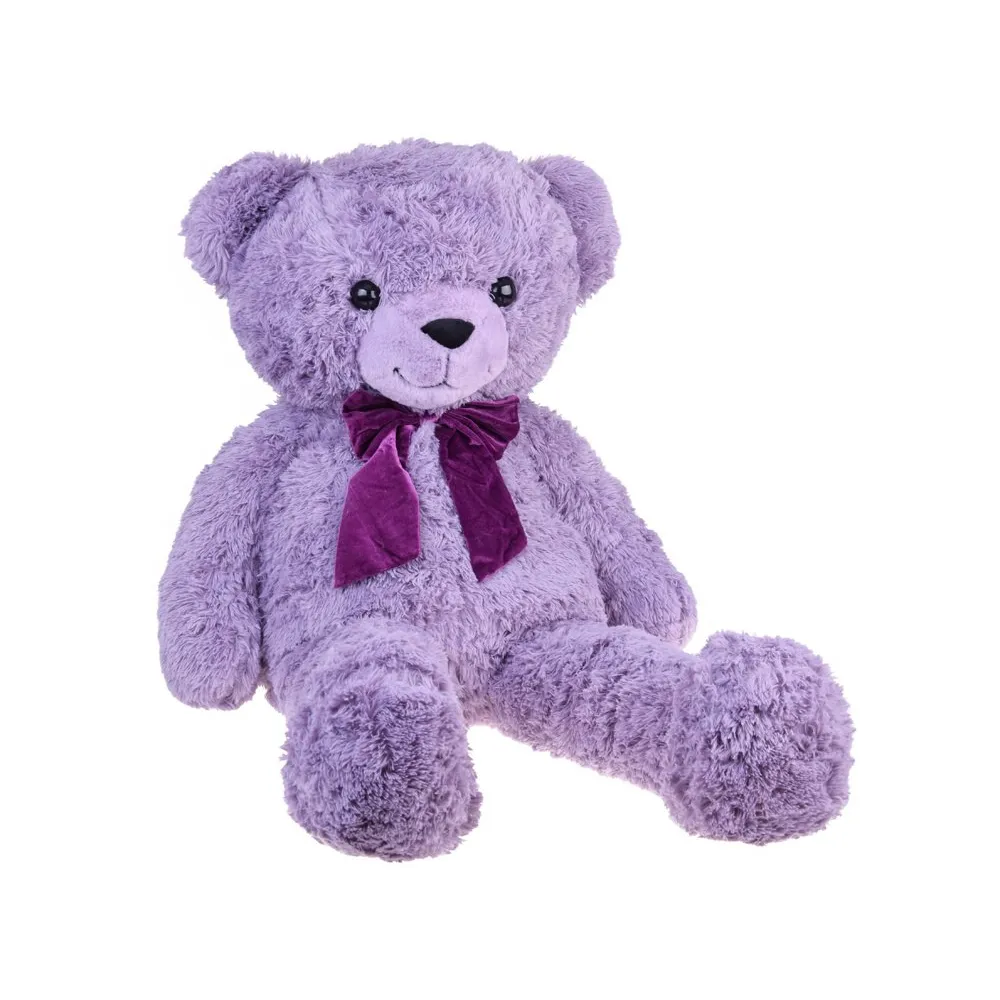 welurowa kokardka na szyi dużego misia pluszowego benia