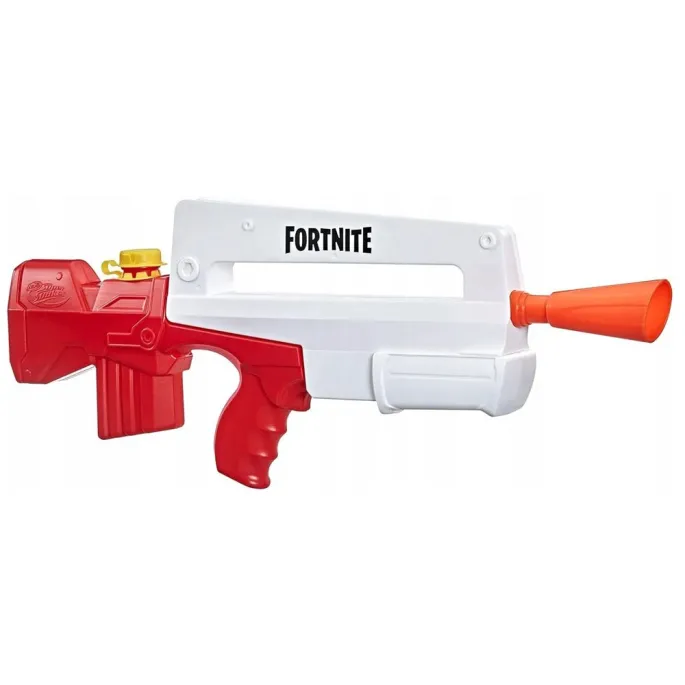 Zbliżenie na wyprofilowaną rączkę pistoletu Nerf Fortnite Burst