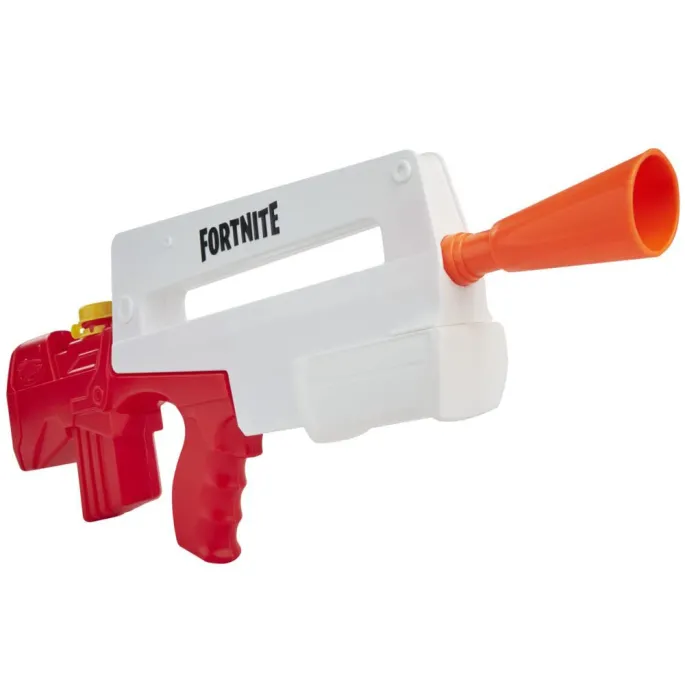 Szczegół żółtej zakrętki zbiornika pistoletu Nerf Fortnite Burst