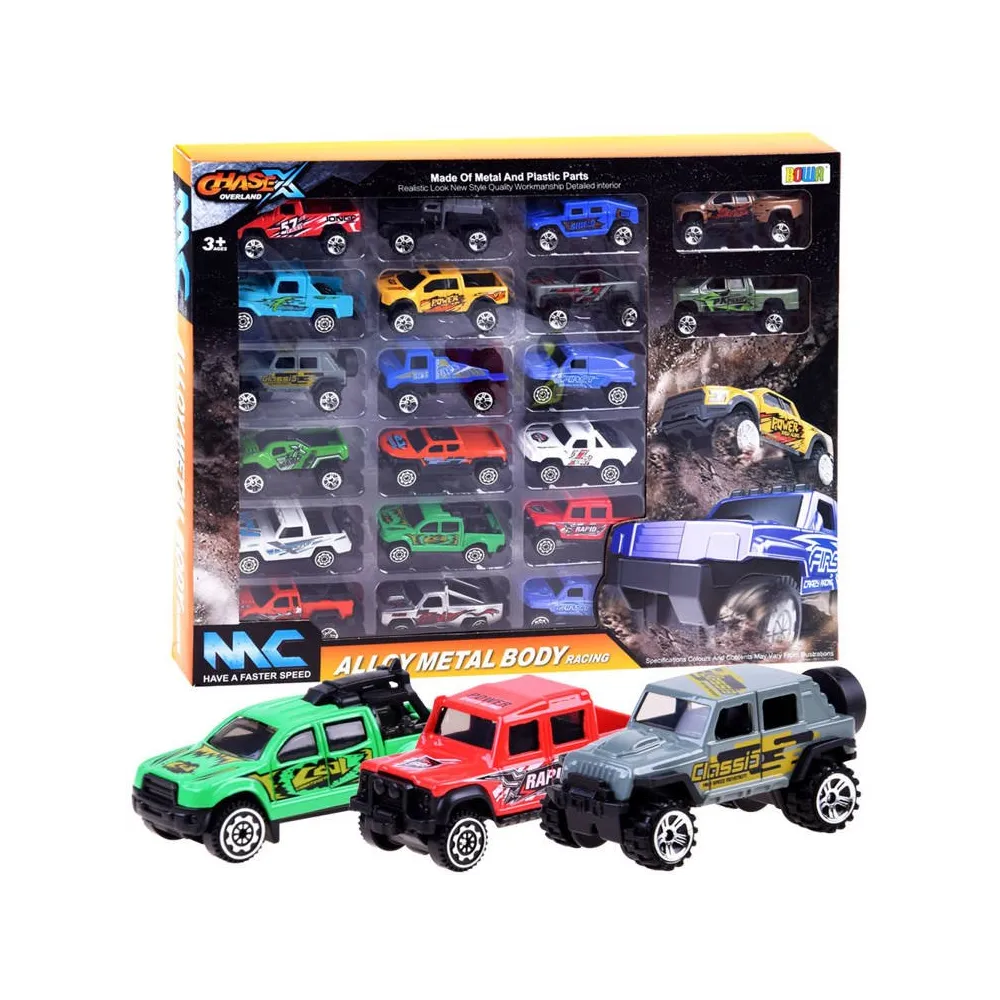 Duży zestaw 20 metalowych samochodzików terenowych na podłożu