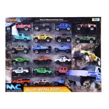 Opakowanie zestawu z 20 autkami o efektownym wyglądzie