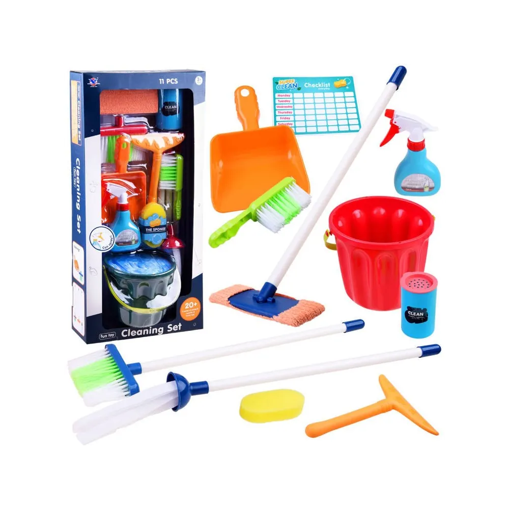 duży zestaw do sprzątania dla dzieci ze wszystkimi akcesoriami