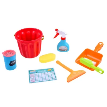 kartonowe opakowanie z zestawem do sprzątania dla dzieci