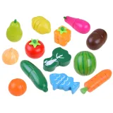 elementy zestawu do krojenia – warzywa, owoce i ryba