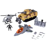 zbliżenie realistycznie odwzorowanego czołgu z obrotową wieżą i lemieszem