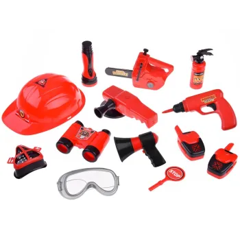 Duży zestaw strażaka kask piła 13ele straż pożarna ZA4698