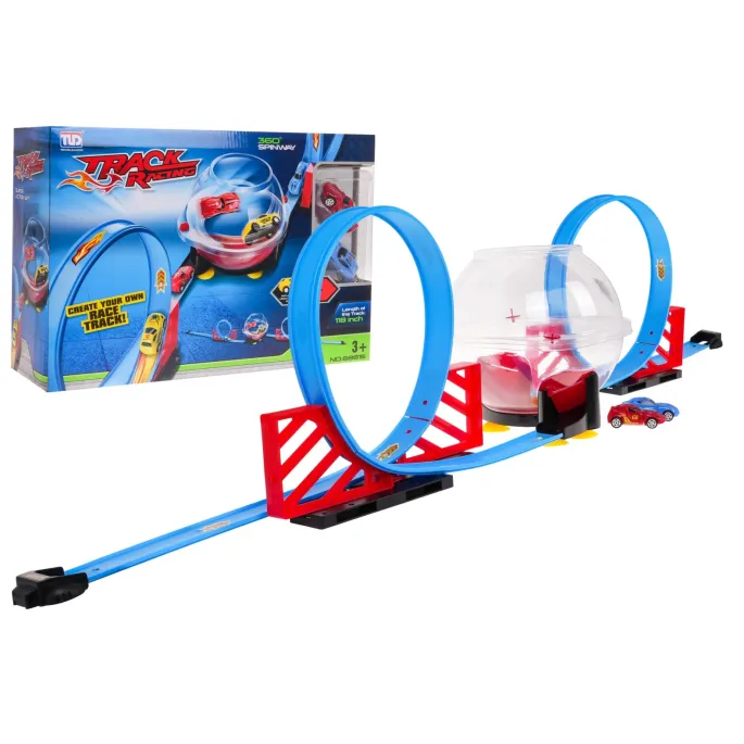 Zbliżenie na przezroczystą kulę w zestawie toru wyścigowego