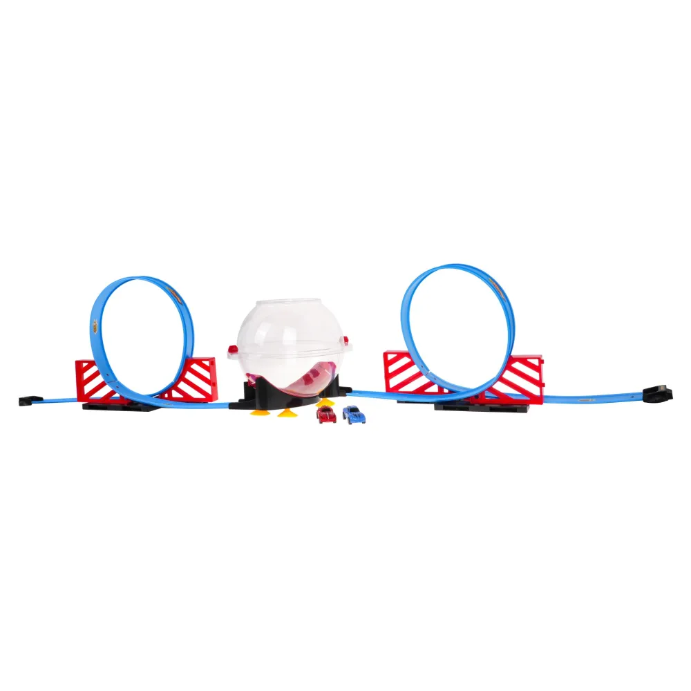 Dwa samochodziki pull back na starcie toru wyścigowego