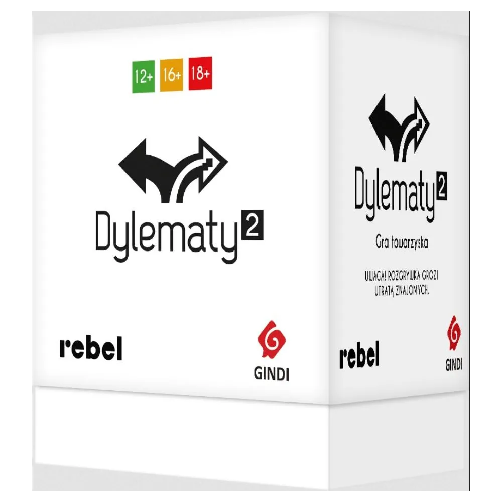 pudełko gry Dylematy 2 REBEL z kolorową grafiką na okładce