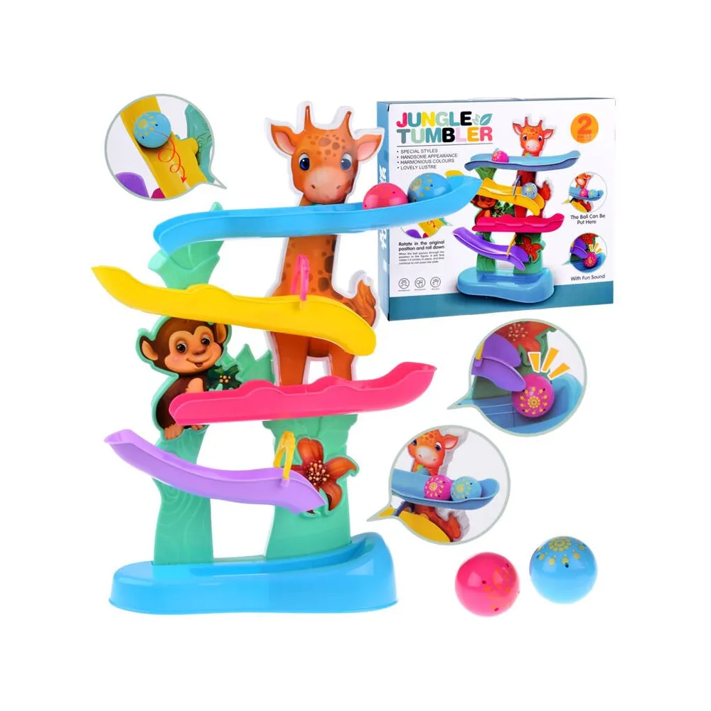 kolorowy tor kulkowy inspirowany dżunglą z rampami