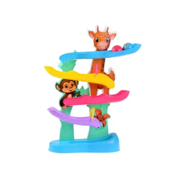 dynamiczna scena turlania kulek po rampach toru