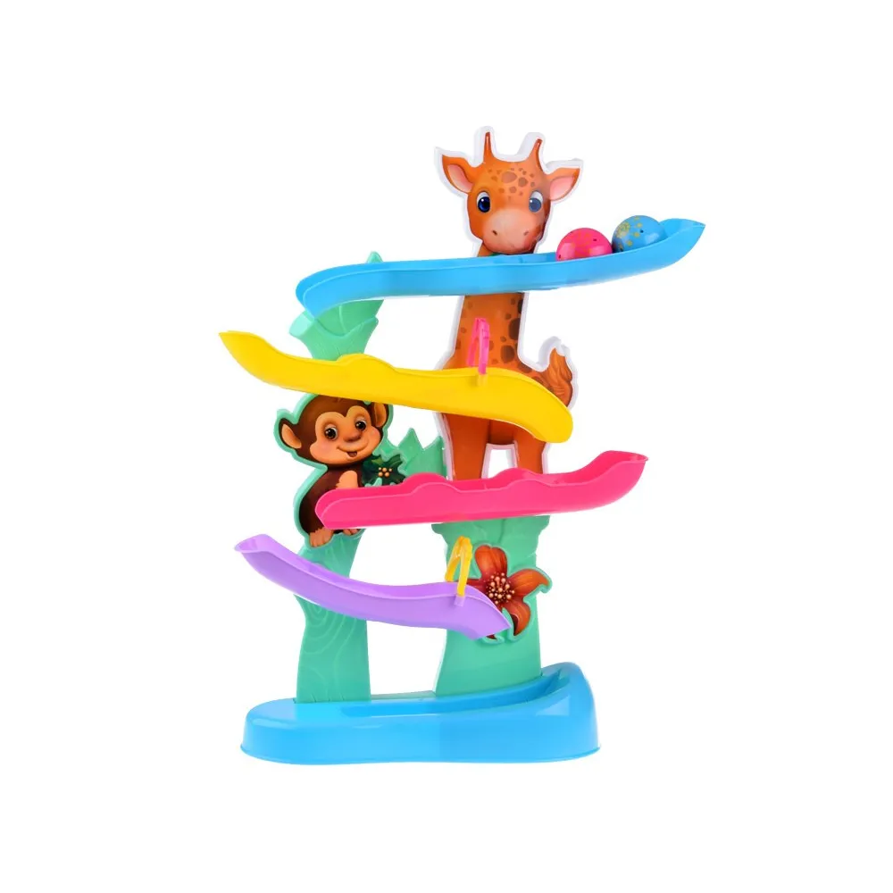 dynamiczna scena turlania kulek po rampach toru