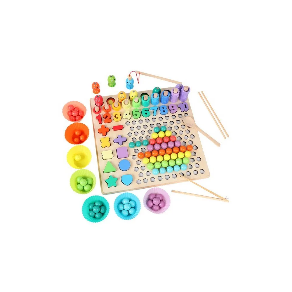 drewniany edukacyjny zestaw gier dla dzieci 3+ na planszy