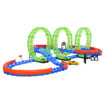 Dwupoziomowy układ toru wyścigowego z zestawem znaków drogowych