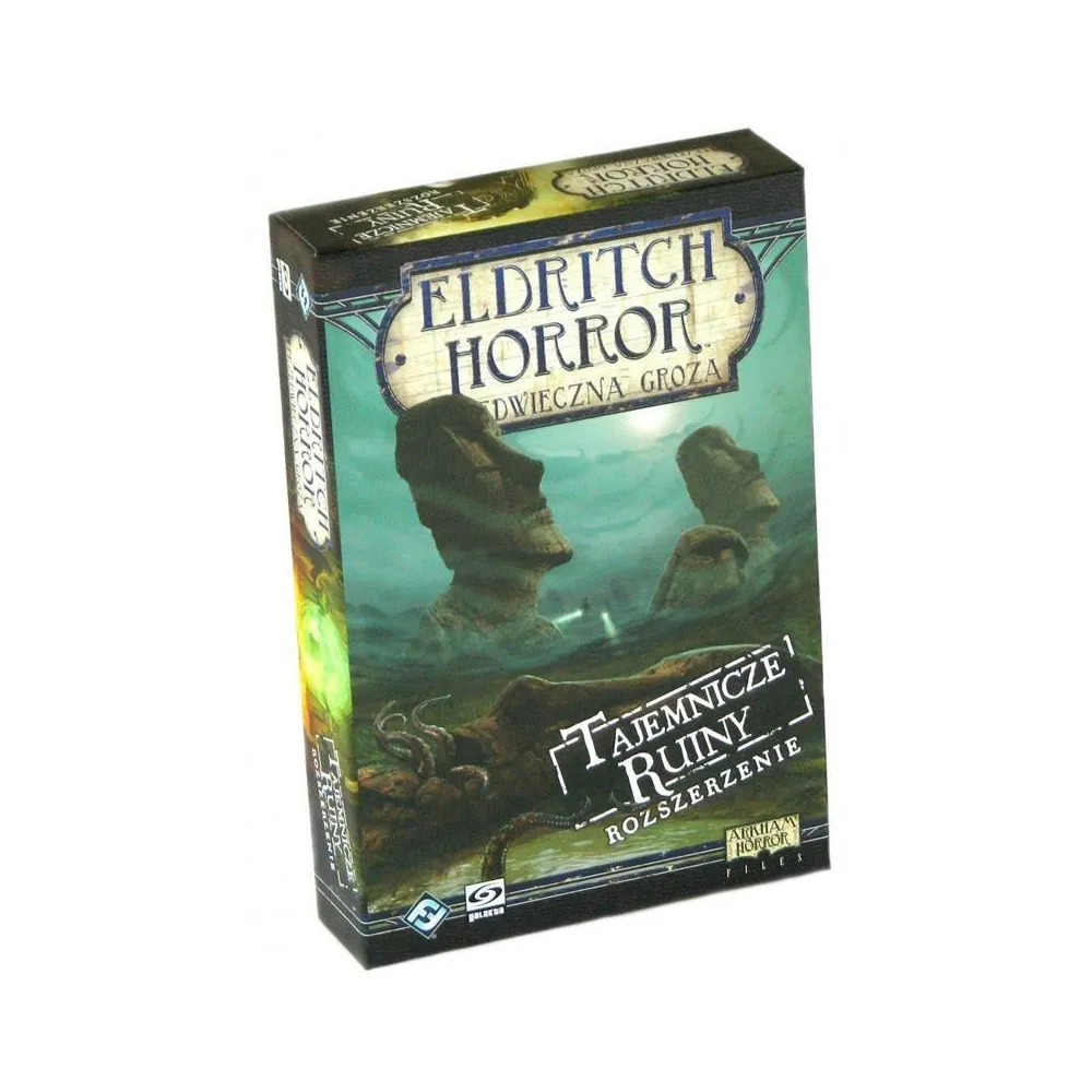 Pudełko Eldritch Horror: Tajemnicze Ruiny GALAKTA na tle ilustracji z gry