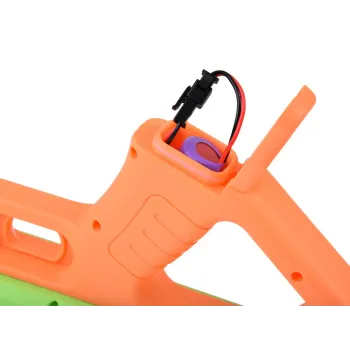 widok całego zestawu: pistolet, akumulator, kabel usb